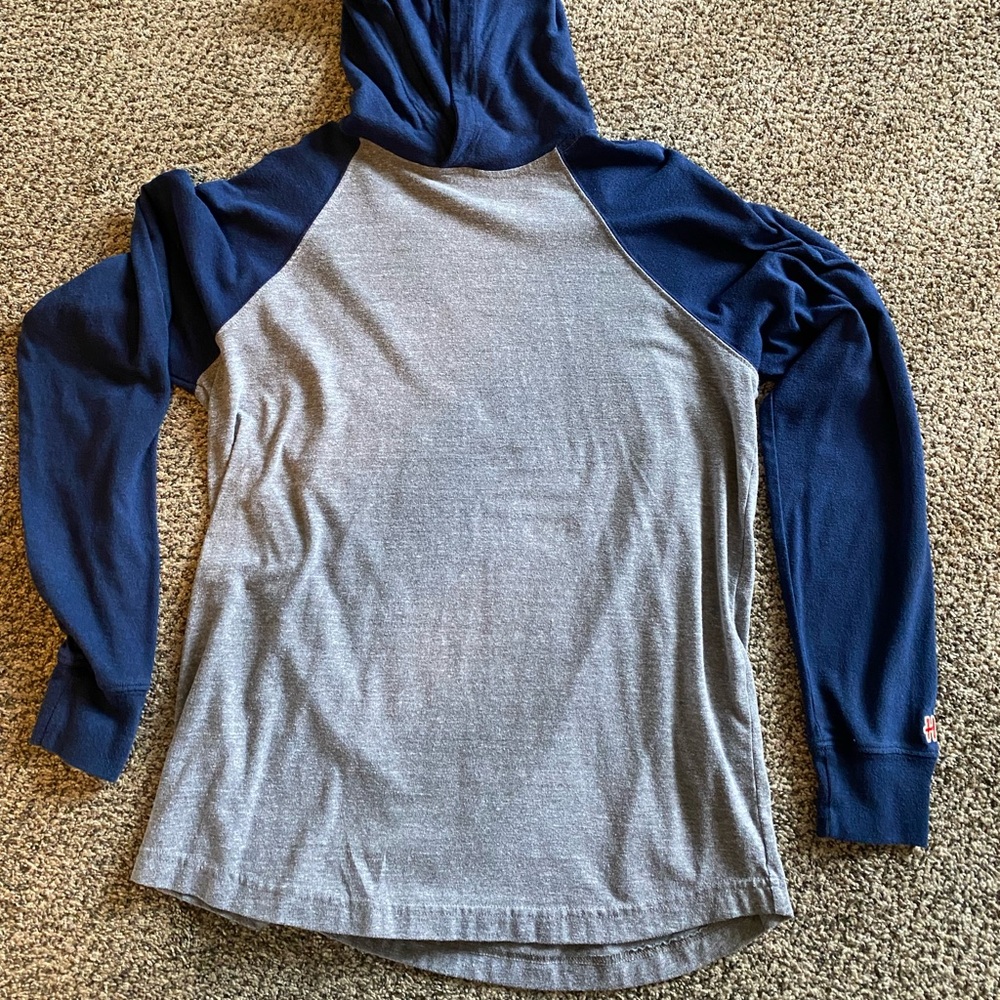 Homage Men’s Longsleeve Hooded Shirt - Grey/Navy - Size Medium